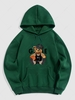 Basketball Bear Pattern Fleece-lined Hoodie Xl Deep green