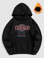 Basketball Chicago Pattern Thermal Lined Hooded 2xl Black