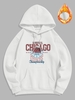 Basketball Chicago Pattern Thermal Lined Hooded 2xl White