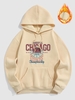 Basketball Chicago Pattern Thermal Lined Hooded L Light coffee