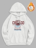 Basketball Chicago Pattern Thermal Lined Hooded L White