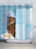 Bathing Cat Pattern Waterproof Shower Curtain