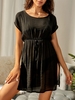 Batwing Sleeve Bowknot Slit Cover Up Dress Black
