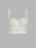 Beaded Faux Pearls Cupped Underwire Cami Top L White