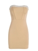 Beading Jersey Slinky Bandeau Corset Dress S Light coffee