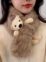 Bear Decor Fluffy Faux Fur Thermal Scarf