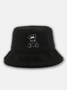 Bear Embroidered Fuzzy Faux Shearling Bucket Hat