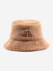 Bear Embroidered Fuzzy Faux Shearling Bucket Hat