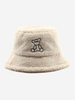 Bear Embroidered Fuzzy Faux Shearling Bucket Hat