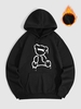 Bear Pattern Warm Thermal Fleece-lined Hoodie L Black