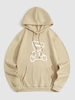 Bear Pattern Warm Thermal Fleece-lined Hoodie L Light coffee