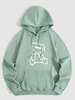 Bear Pattern Warm Thermal Fleece-lined Hoodie L Light green