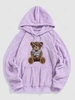 Bear Terry Embroidered Pullover Fluffy Teddy Hoodie L Light purple
