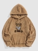 Bear Terry Embroidered Pullover Fluffy Teddy Hoodie S Coffee