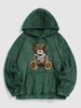 Bear Terry Embroidered Pullover Fluffy Teddy Hoodie S Deep green