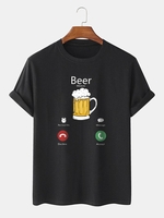 Beer Telephone Graphic Print Short Sleeve T-shirt L Black