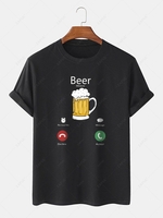 Beer Telephone Graphic Print Short Sleeve T-shirt Xl Black