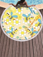 Bees and Flower Pattern Beach Towel