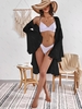 Belted Bell Sleeve Longline Cover Up Black
