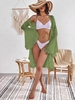 Belted Bell Sleeve Longline Cover Up Light green