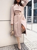 Belted Double Breasted Wool Blend Coat L Light pink