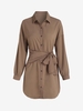 Belted Drop Shoulder Shirt Dress M Coffee