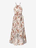 Belted High Low Floral Overlap Maxi Dress S White