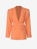 Belted Lapel Flap Detail Blazer M Orange