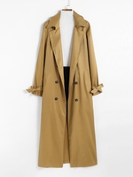 Belted Lapel Longline Trench Coat L Deep yellow