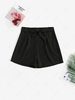 Belted Mock Button High Waisted Shorts Xl Black
