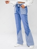 Belted Patchwork Flare Jeans L Light blue
