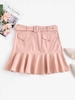 Belted Pocket Flounce Hem Dress L Light pink