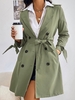Belted Pocket Longline Trench Coat M Deep green