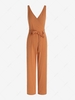 Belted Surplice Straight Jumpsuit M Coffee