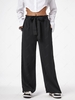 Belted Wide Leg Paperbag Pants M Black