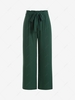Belted Wide Leg Paperbag Pants M Green