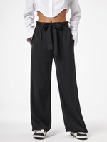 Belted Wide Leg Paperbag Pants S Black