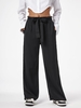 Belted Wide Leg Paperbag Pants Xl Black