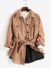 Belted Wool Blend Button Up Coat S Light coffee