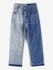 Bicolor Frayed Hem Straight Crossover Jeans M Blue gray