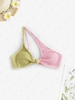 Bicolor One Shoulder Bikini Top L Light green