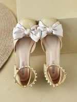 Bowknot Design Faux Pearl Design Slingback Mary Jane