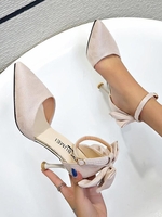 Bowknot Design Stiletto Heeled Ankle Strap Pumps