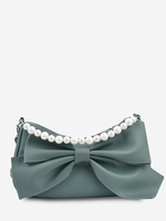 Bowknot Embellishment Faux Pearl Handle Crossbody Bag