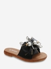 Bowknot Faux Pearl Flat Slippers