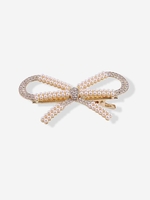 Bowknot Faux Pearl Hair Clip