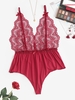 Bowknot Lace Bodice Teddy L Red
