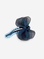 Bowknot Mesh Panel Faux Pearls Hair Clip