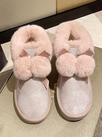 Bowknot Pom Pom Ball Fleece Lined Snow Boots