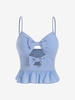 Bowknot Smocked Crop Peplum Cami Top S Light blue
